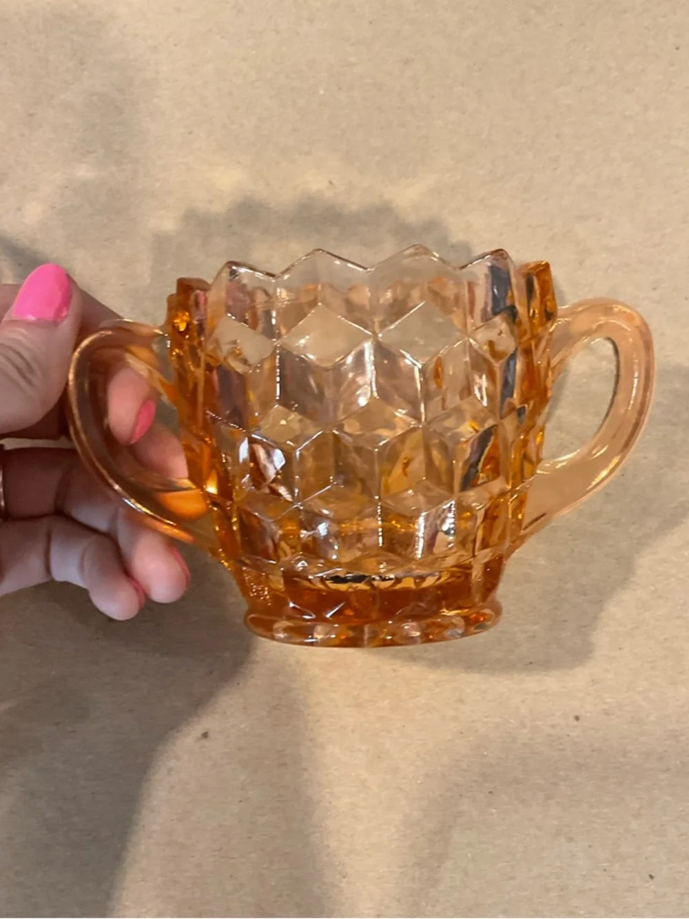 Vintage Pink Depression Glass Creamer and Covered Sugar Set with Original Box